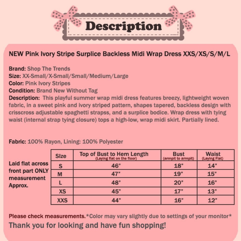 Restock✨Pink Stripe Backless HiLow Midi Wrap Dress - Picture 8 of 8